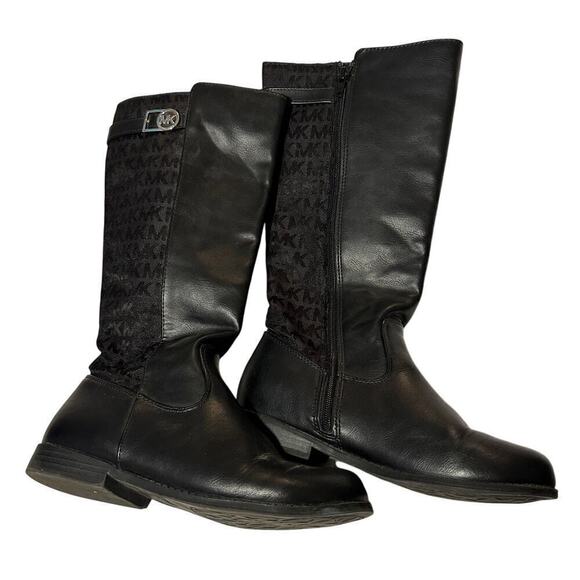 Michael Kors Logo Size 5 Black Zeppelin Riding Boot Fall Winter Closet Staple - Picture 1 of 11